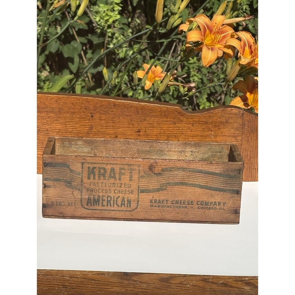 Vintage Kraft American Wood Box Process Cheese 5 LBS  Farmhouse Decor Cottage